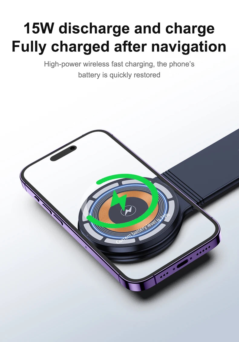 شاحن سيارة لاسلكي بقوة 15 وات وحامل هاتف مغناطيسي للوحة القيادة في السيارة لهاتف iPhone 15 14 13 12 Pro Max