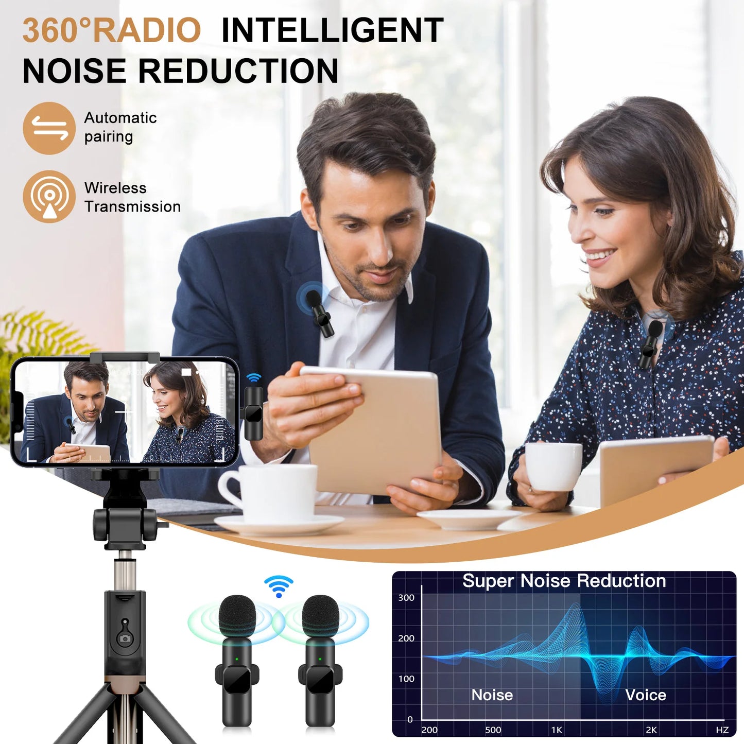 New Wireless Microphone ميكرفون لاسلكي جديد لتسجيل الصوت لأجهزة الايفون والاندرويد